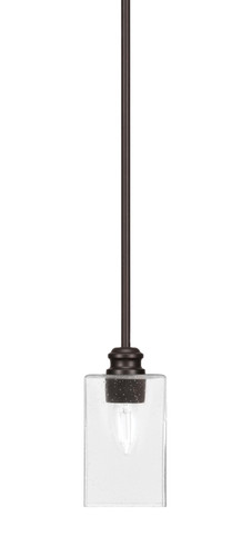 Edge Stem Hung Mini Pendant, Espresso Finish, 4" Square Clear Bubble Glass (1151-ES-530)