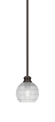 Edge Stem Hung Mini Pendant, Espresso Finish, 6" Clear Ribbed Glass (1151-ES-5110)