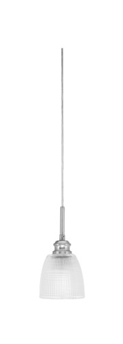 Edge Cord Mini Pendant, Brushed Nickel Finish, 5" Clear Ribbed Glass (1152-BN-500)