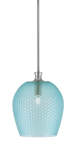 Zola Stem Hung Pendant, Brushed Nickel Finish, 12" Turquoise Textured Glass (75-BN-4205)