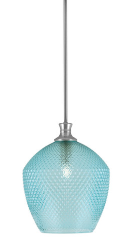 Zola Stem Hung Pendant, Brushed Nickel Finish, 12" Turquoise Textured Glass (75-BN-4225)