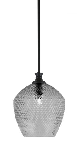 Zola Stem Hung Pendant, Matte Black Finish, 12" Smoke Textured Glass (75-MB-4222)
