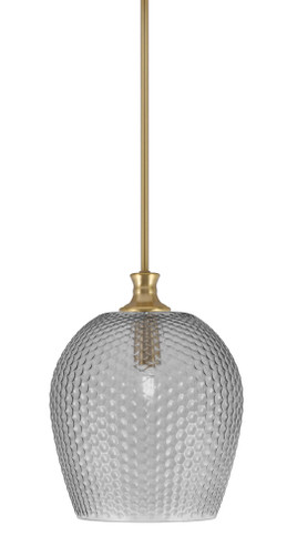 Zola Stem Hung Pendant, New Age Brass Finish, 12" Smoke Textured Glass (75-NAB-4202)