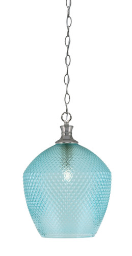 Zola Chain Hung Pendant, Brushed Nickel Finish, 12" Turquoise Textured Glass (95-BN-4225)