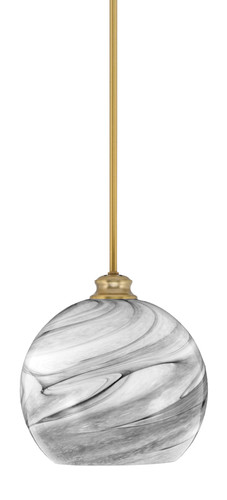 Kimbro Stem Hung Pendant, New Age Brass Finish, 9.5" Onyx Swirl Glass (72-NAB-4359)