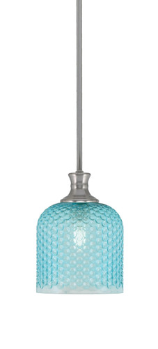 Zola Stem Hung Pendant, Brushed Nickel Finish, 7" Turquoise Textured Glass (76-BN-4915)