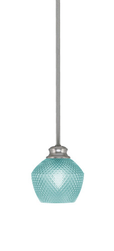 Zola Stem Hung Pendant, Brushed Nickel Finish, 6" Turquoise Textured Glass (72-BN-4625)
