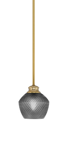 Zola Stem Hung Pendant, New Age Brass Finish, 6" Smoke Textured Glass (72-NAB-4622)