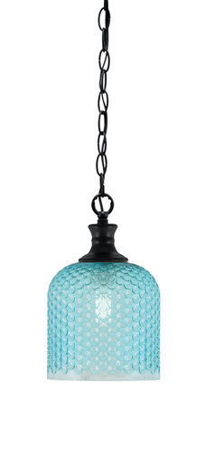 Zola Chain Hung Pendant, Matte Black Finish, 7" Turquoise Textured Glass (96-MB-4915)