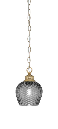 Zola Chain Hung Pendant, New Age Brass Finish, 6" Smoke Textured Glass (92-NAB-4602)