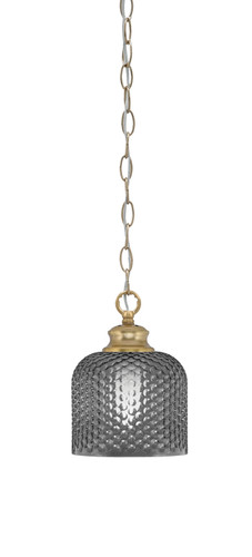 Zola Chain Hung Pendant, New Age Brass Finish, 6" Smoke Textured Glass (92-NAB-4612)