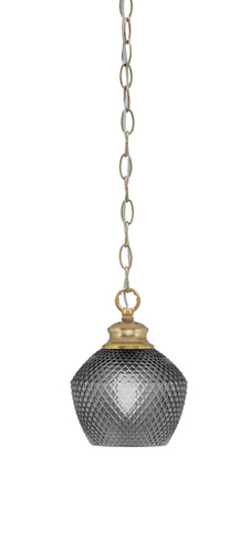 Zola Chain Hung Pendant, New Age Brass Finish, 6" Smoke Textured Glass (92-NAB-4622)