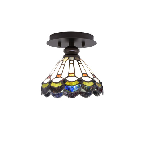 Edge 1 Light Semi-Flush, Espresso Finish, 7" Cyprus Art Glass (1160-ES-9395)