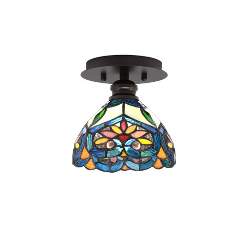 Edge 1 Light Semi-Flush, Espresso Finish, 7" Pavo Art Glass (1160-ES-9425)