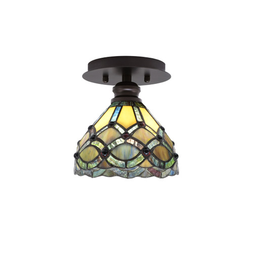 Edge 1 Light Semi-Flush, Espresso Finish, 7" Grand Merlot Art Glass (1160-ES-9435)
