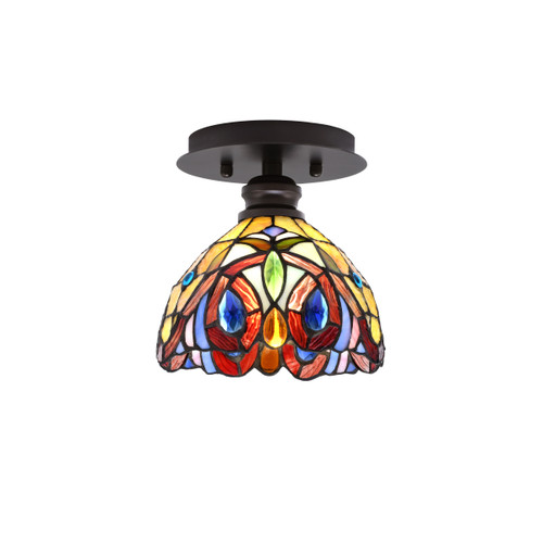 Edge 1 Light Semi-Flush, Espresso Finish, 7" Lynx Art Glass (1160-ES-9445)