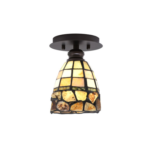 Edge 1 Light Semi-Flush, Espresso Finish, 7" Cobblestone Art Glass (1160-ES-9735)