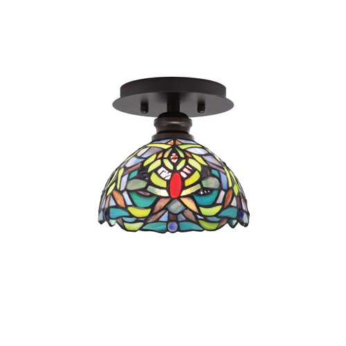 Edge 1 Light Semi-Flush, Espresso Finish, 7" Kaleidoscope Art Glass (1160-ES-9905)