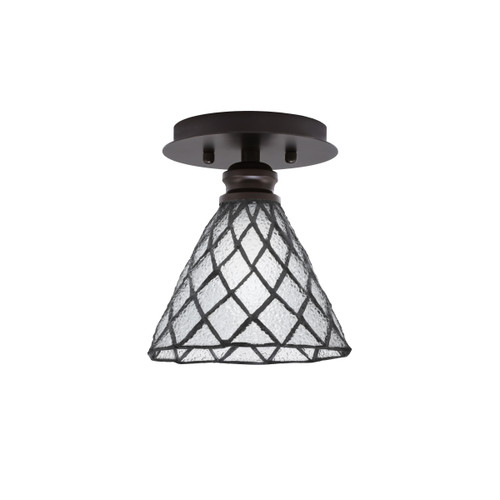 Edge 1 Light Semi-Flush, Espresso Finish, 7" Diamond Ice Art Glass (1160-ES-9185)