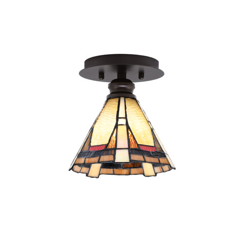 Edge 1 Light Semi-Flush, Espresso Finish, 7" Zion Art Glass (1160-ES-9345)