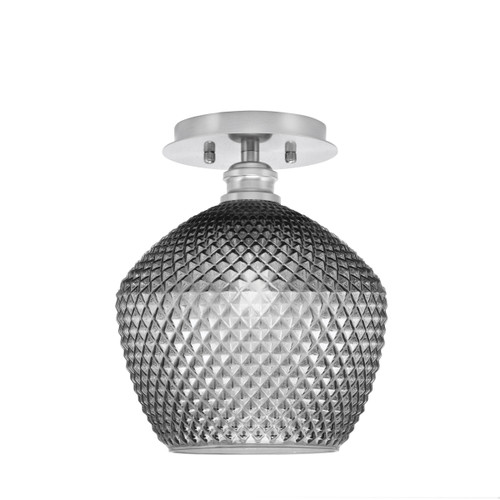 Edge 1 Light Semi-Flush, Brushed Nickel Finish, 9" Smoke Textured Glass (1160-BN-4922)
