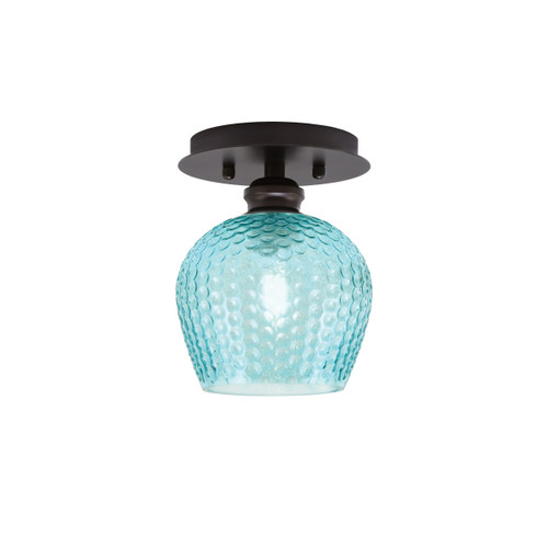 Edge 1 Light Semi-Flush, Espresso Finish, 6" Turquoise Textured Glass (1160-ES-4605)