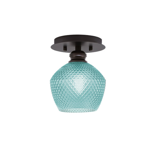 Edge 1 Light Semi-Flush, Espresso Finish, 6" Turquoise Textured Glass (1160-ES-4625)