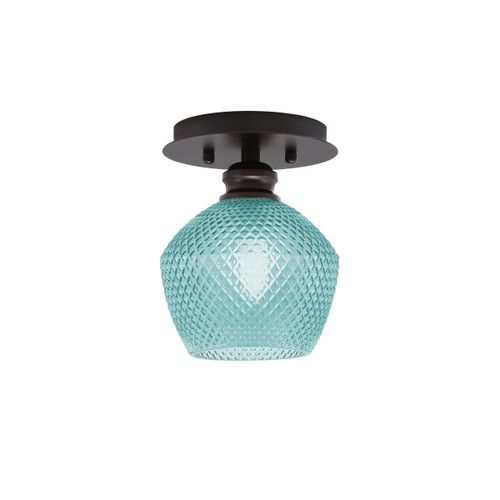 Edge 1 Light Semi-Flush, Espresso Finish, 6" Turquoise Textured Glass (1160-ES-4625)