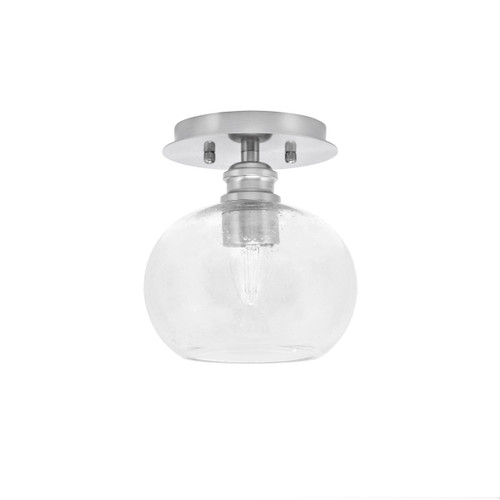 Edge 1 Light Semi-Flush, Brushed Nickel Finish, 7" Clear Bubble Glass (1160-BN-202)