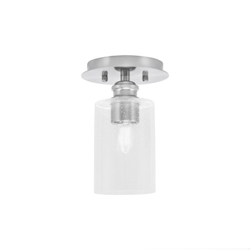 Edge 1 Light Semi-Flush, Brushed Nickel Finish, 4" Clear Bubble Glass (1160-BN-300)