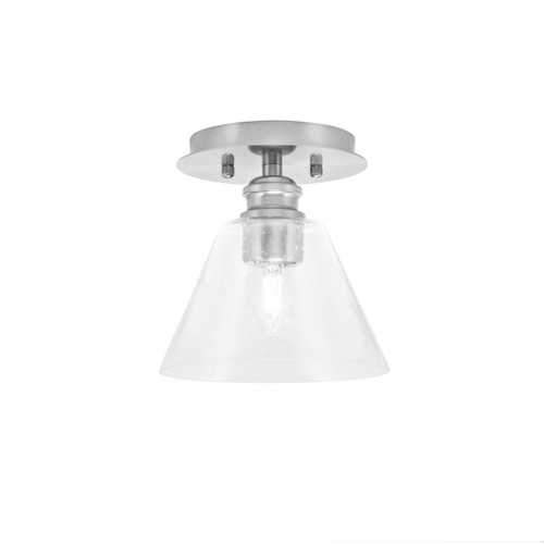 Edge 1 Light Semi-Flush, Brushed Nickel Finish, 7" Clear Bubble Glass (1160-BN-302)