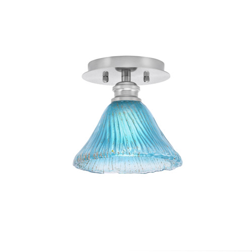 Edge 1 Light Semi-Flush, Brushed Nickel Finish, 7" Teal Crystal Glass (1160-BN-458)