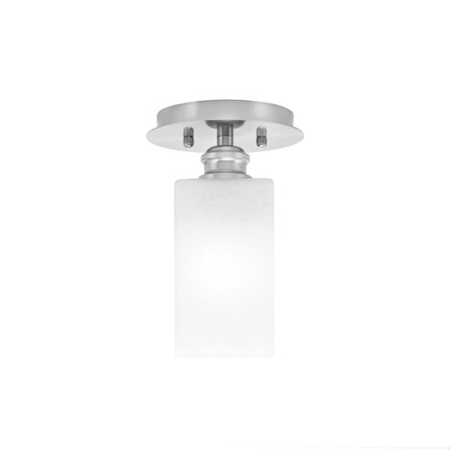 Edge 1 Light Semi-Flush, Brushed Nickel Finish, 3.5" Square White Marble Glass (1160-BN-541)