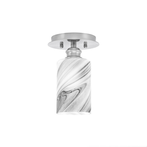 Edge 1 Light Semi-Flush, Brushed Nickel Finish, 4" Onyx Swirl Glass (1160-BN-3009)