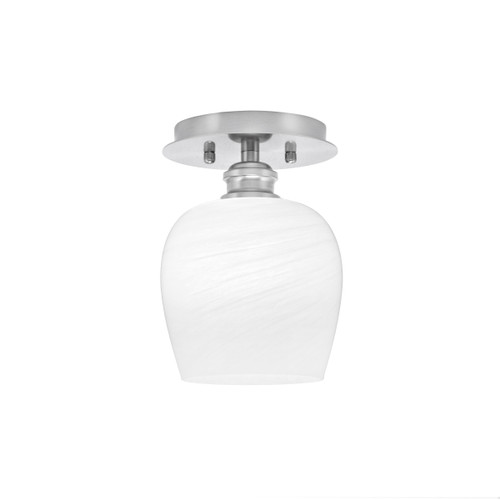 Edge 1 Light Semi-Flush, Brushed Nickel Finish, 6" White Marble Glass (1160-BN-4811)