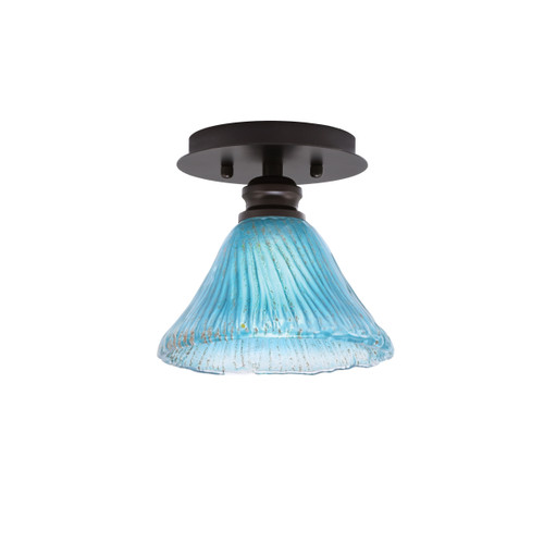 Edge 1 Light Semi-Flush, Espresso Finish, 7" Teal Crystal Glass (1160-ES-458)