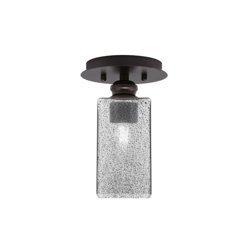 Edge 1 Light Semi-Flush, Espresso Finish, 3.5" Square Smoke Bubble Glass (1160-ES-542)