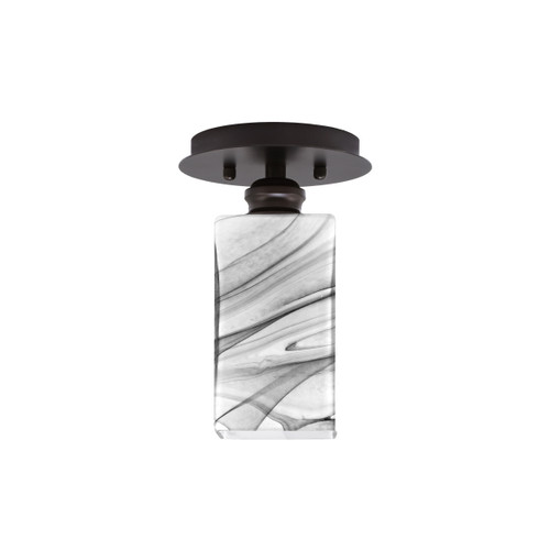 Edge 1 Light Semi-Flush, Espresso Finish, 3.5" Square Onyx Swirl Glass (1160-ES-549)