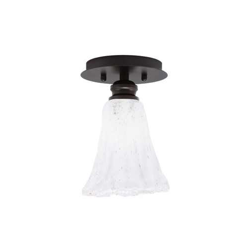 Edge 1 Light Semi-Flush, Espresso Finish, 5.5" Fluted Italian Ice Glass (1160-ES-729)