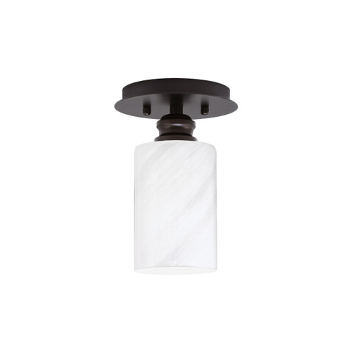 Edge 1 Light Semi-Flush, Espresso Finish, 4" White Marble Glass (1160-ES-3001)