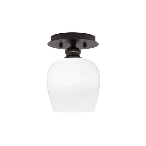 Edge 1 Light Semi-Flush, Espresso Finish, 6" White Marble Glass (1160-ES-4811)