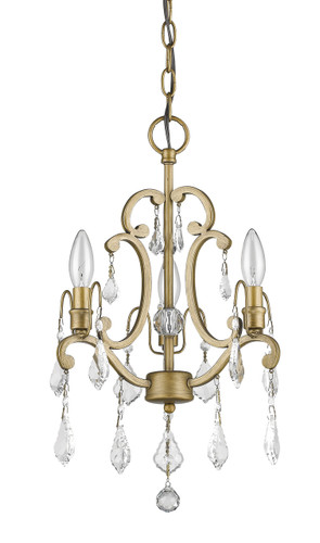 Claire 3-Light Antique Gold Semi-Flush Mount (IN11355AG)