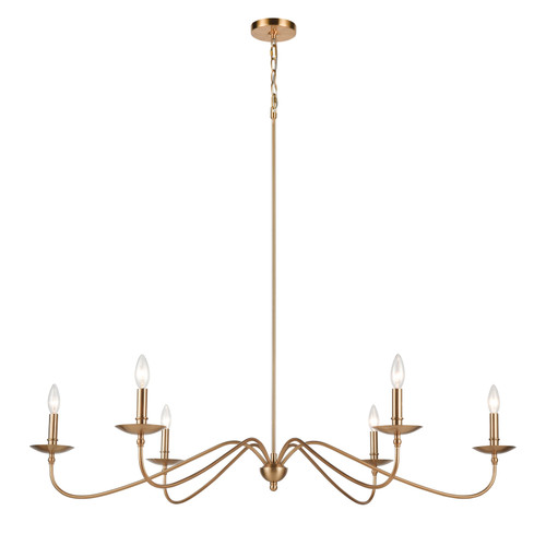 Wellsley 47'' Wide 6-Light Linear Chandelier - Burnished Brass (46799/6)