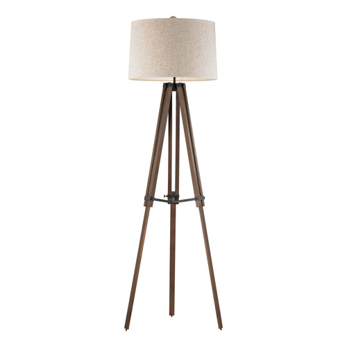 Wooden Brace 62'' High 1-Light Floor Lamp - Black (D2817)