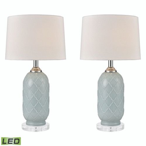 La Joliette 24'' High 2-Light Table Lamp - Set of 2 Pale Blue - Includes LED Bulbs (77099/S2-LED)