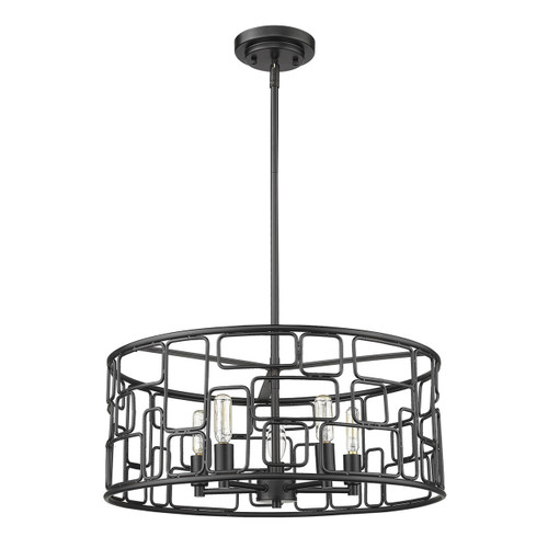 Amoret 5-Light Matte Black Convertible Pendant (IN21132BK)