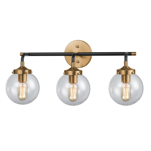 Boudreaux 24'' Wide 3-Light Vanity Light - Matte Black with Antique Gold (14428/3)