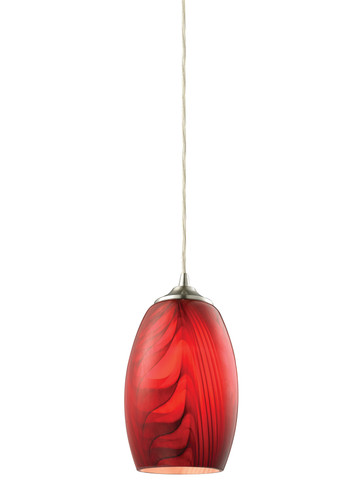 Tidewaters 5'' Wide 1-Light Pendant - Satin Nickel with Ruby Glass (31610/1)
