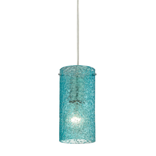 Ice Fragments 5'' Wide 1-Light Pendant - Satin Nickel and Aqua Glass (10242/1AQ)