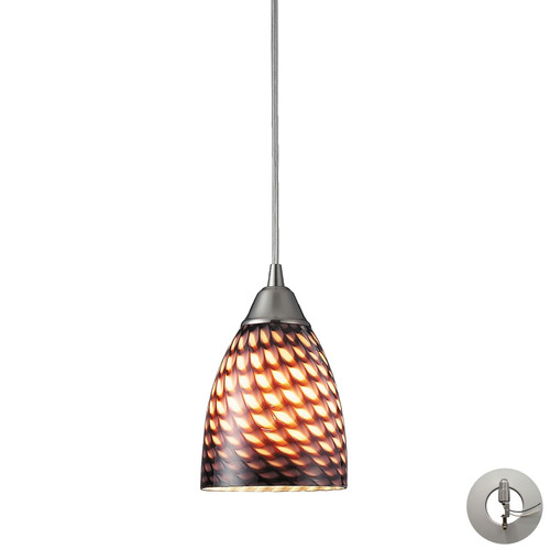 Arco Baleno 5'' Wide 1-Light Pendant - Satin Nickel with Cocoa Glass (Includes Adapter Kit) (416-1C-LA)